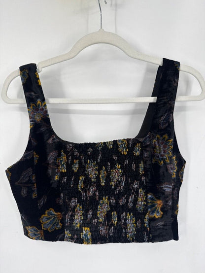 women Rachel Zoe Floral Velvet Crop Top Black Woven Top