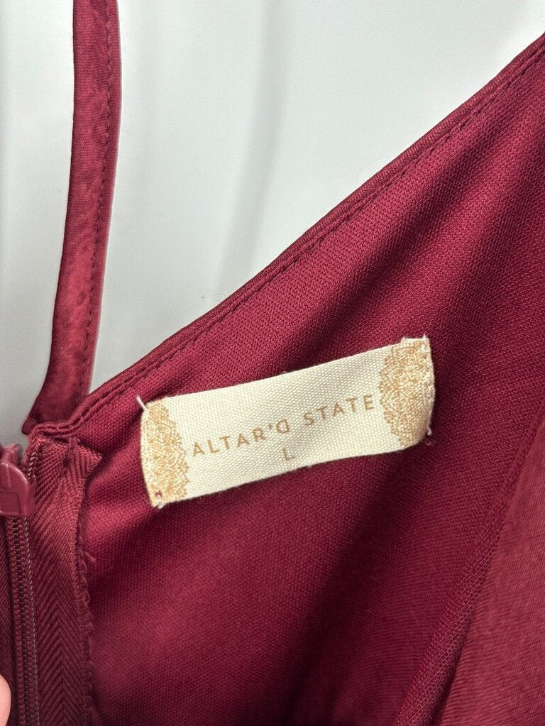 women Altar'd State NWT Ruffle Mini Burgundy Dress