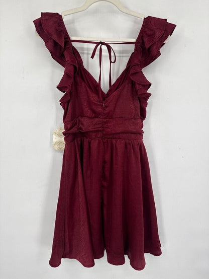 women Altar'd State NWT Ruffle Mini Burgundy Dress