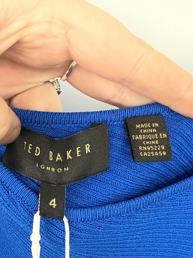 women Ted Baker NWT Miriom Asymmetric Shoulder Pleat Dress Blue Dress
