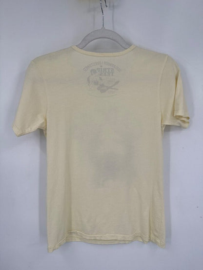 women SugarHigh LoveStoned Cancer Strip Tee Cream Woven Top