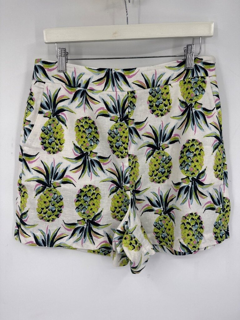women Boden Georgina Pineapple Print Linen Shorts White Shorts