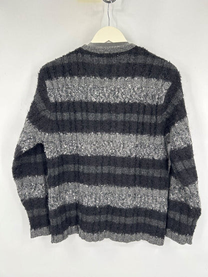 unisex Mac & Jac Essentials Striped V-Neck Sweater Charcoal Gray Sweater