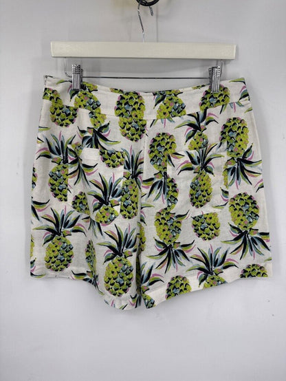 women Boden Georgina Pineapple Print Linen Shorts White Shorts