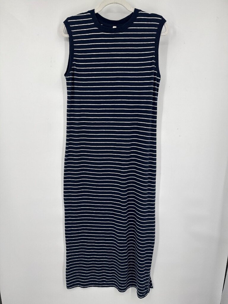 women pact Striped Organic Cotton Sleeveless Midi Dress Navy Blue Dress