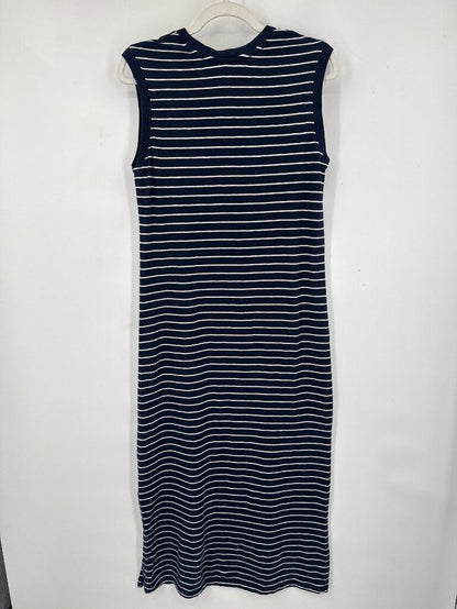 women pact Striped Organic Cotton Sleeveless Midi Dress Navy Blue Dress