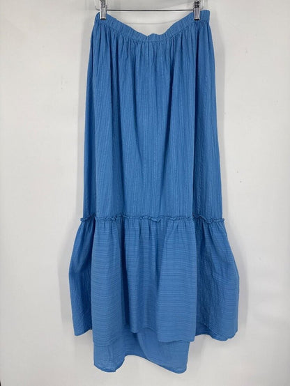women Anthropologie Tiered Gauze Maxi Skirt Blue Skirt