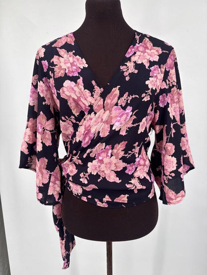 women Free People Kimono Wrap Crop Top Multi Woven Top