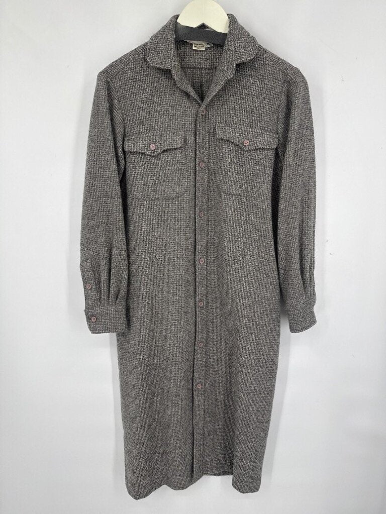 women Leonard Sunshine Wool Belted Shirt Dress Charcoal Gray Dress 8