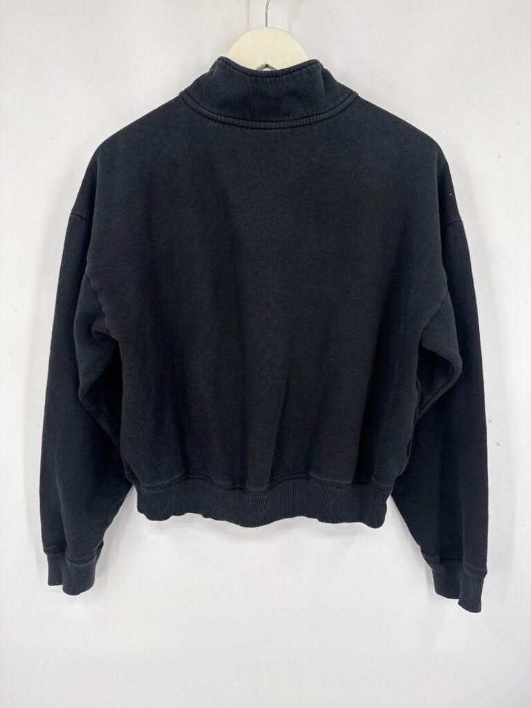 women Pink Victoria's Secret Cropped Quarter-Zip Sweatshirt Black Sweatshirt S