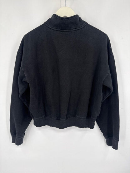 women Pink Victoria's Secret Cropped Quarter-Zip Sweatshirt Black Sweatshirt S