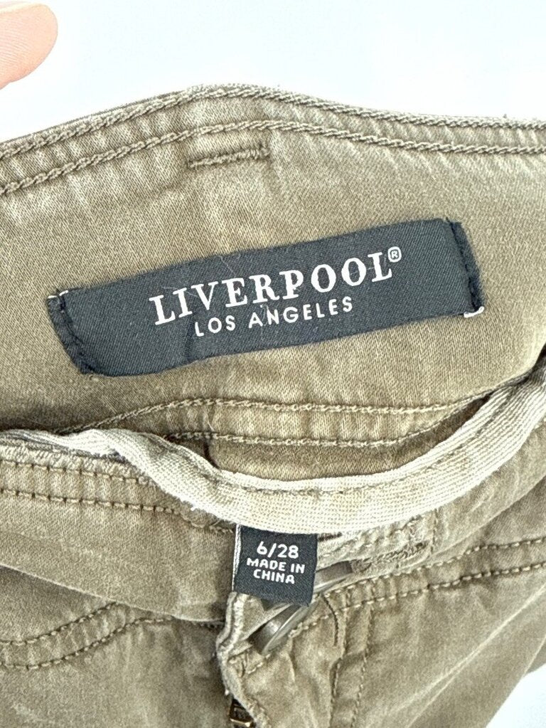 women Liverpool Cropped Utility Pants Olive Green Pants 6/28