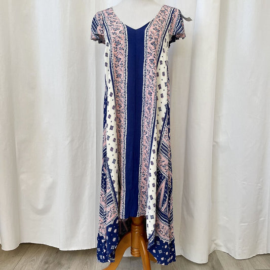women Maeve - Anthro Bandana Print Maxi Pink and Blue Dress S