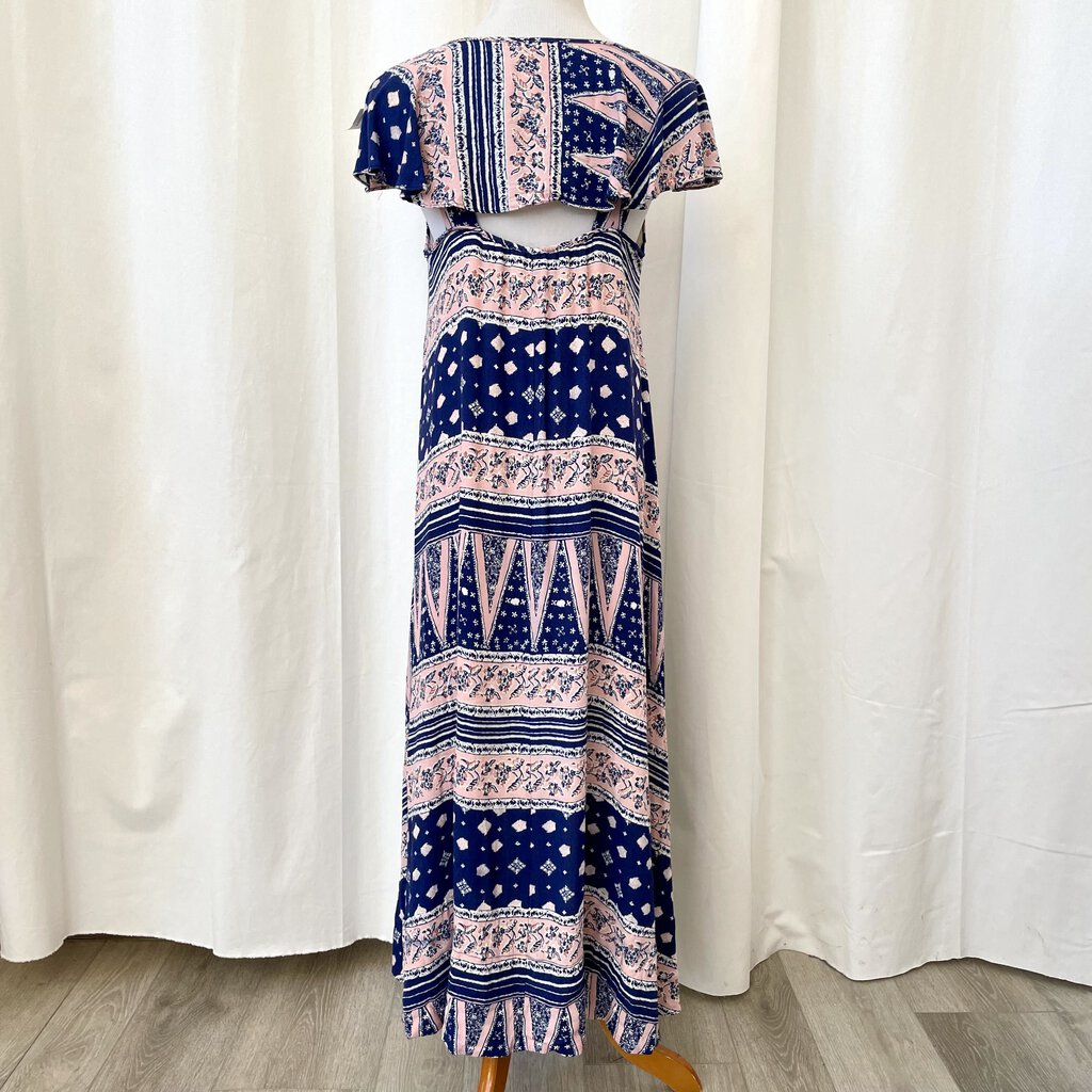 women Maeve - Anthro Bandana Print Maxi Pink and Blue Dress S