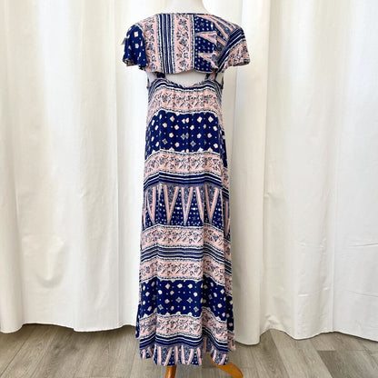 women Maeve - Anthro Bandana Print Maxi Pink and Blue Dress S