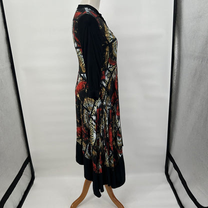 women Aventures des Toiles Aventures des Toiles Black, Red and Gold Colorblock Asymmetrical Shirt Dress Women's Size 36/US 4 Black/Red/Multi Dress M