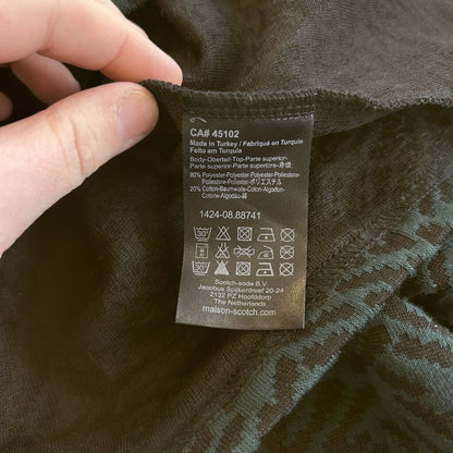 women Maison Scotch Maison Scotch Paris Nights Green and Black Textured Knit Dress Women's Size 1/Small Green and Black Dress S