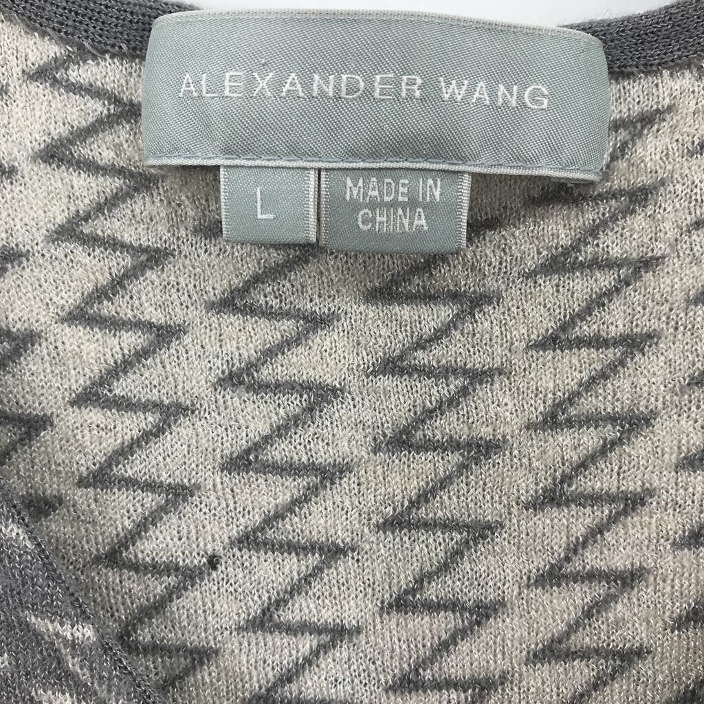 women Alexander Wang Wool Blend Knit Bodycon Gray/White Dress L