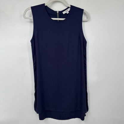 women Victor Alfaro Zipper Side Tunic Navy Woven Top S