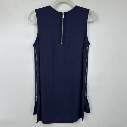 women Victor Alfaro Zipper Side Tunic Navy Woven Top S