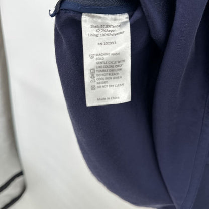 women Victor Alfaro Zipper Side Tunic Navy Woven Top S