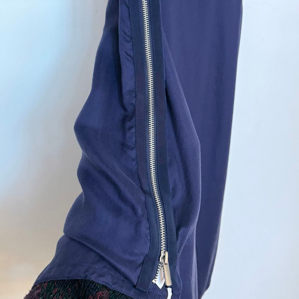 women Victor Alfaro Zipper Side Tunic Navy Woven Top S