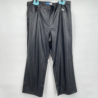 women Old Navy NWT High Rise Boot Cut Vegan Leather Black Pants 20