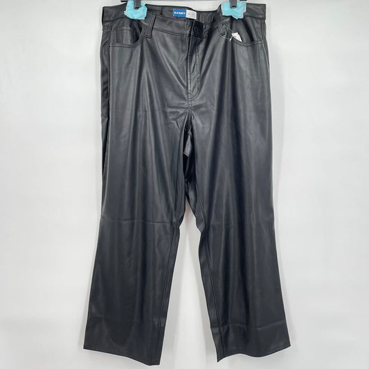 women Old Navy NWT High Rise Boot Cut Vegan Leather Black Pants 20