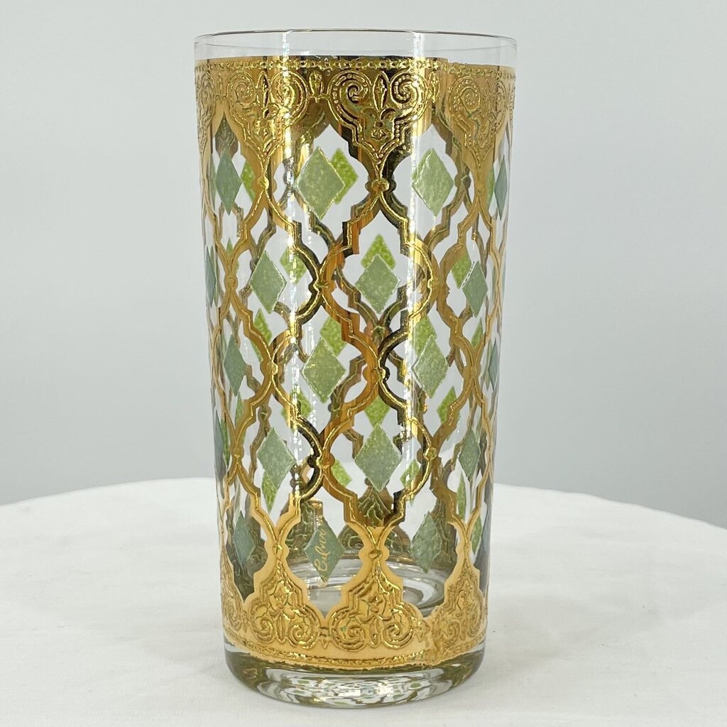 Vintage 22K Gold Valencia Culver Signed Highball Glass Dishware