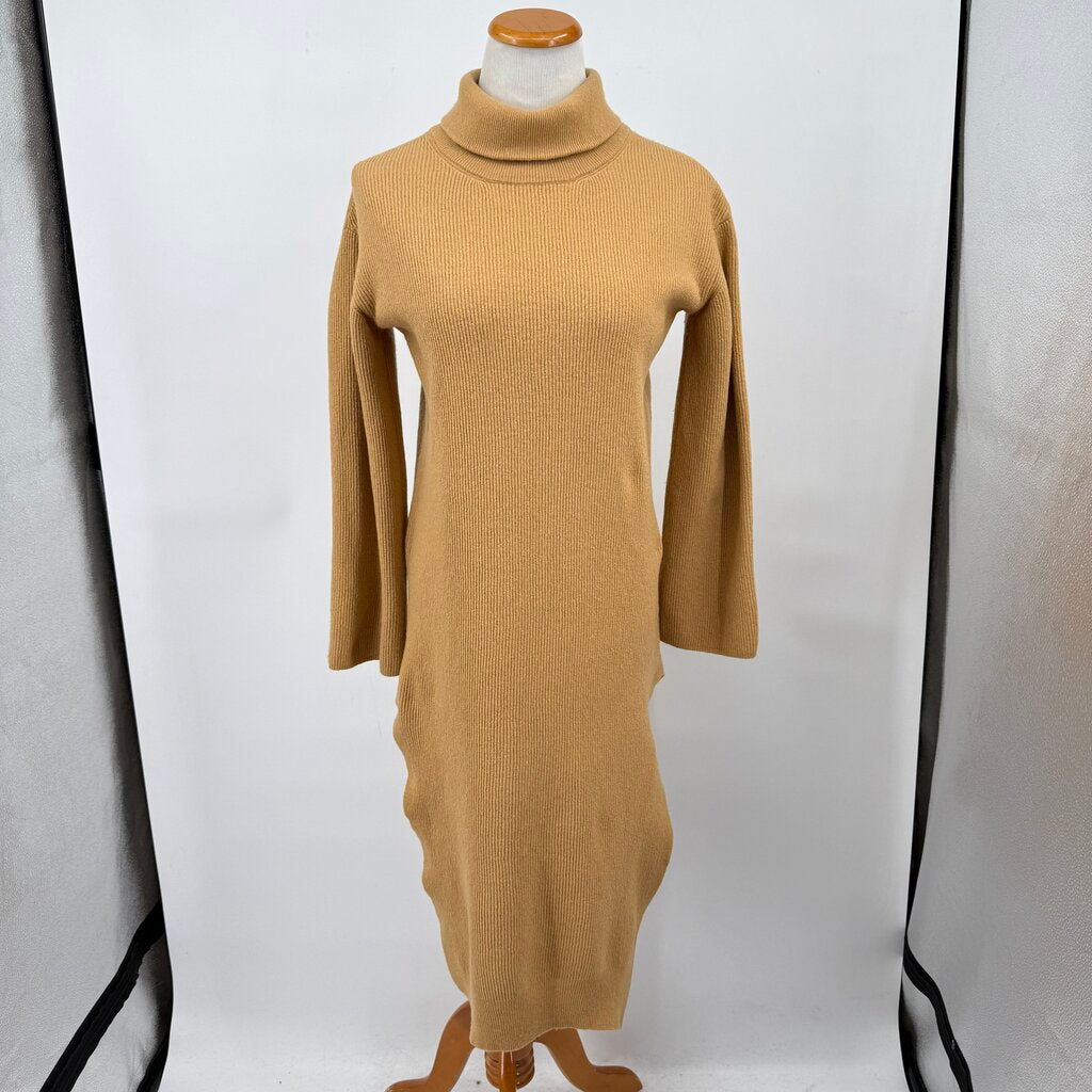 women Nanushka Canaan Knit Sweater Dress Camel Brown Dress S