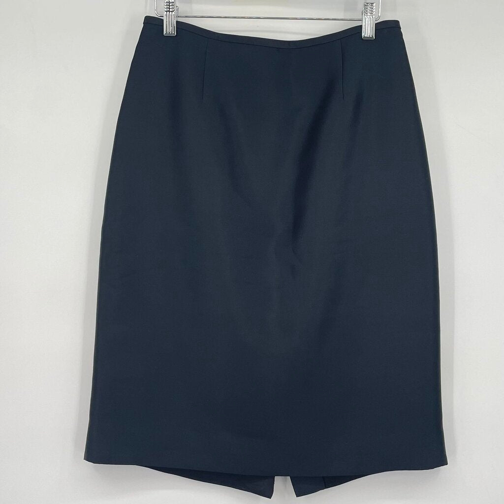 women Oleg Cassi Silk/Wool Pencil Black Skirt 8