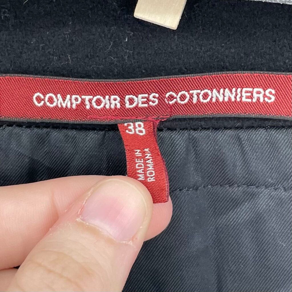 women Comptoir Des Cotonniers Wool Blend Overcoat Black Coat FR38/US6