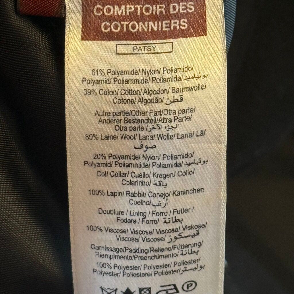 women Comptoir Des Cotonniers Wool Blend Overcoat Black Coat FR38/US6