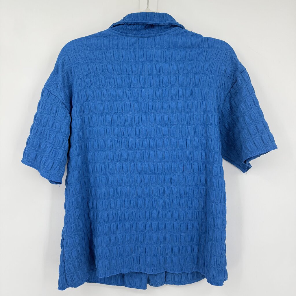 women Eri + Ali - Anthro Textured Button Front Blue Knit Top M