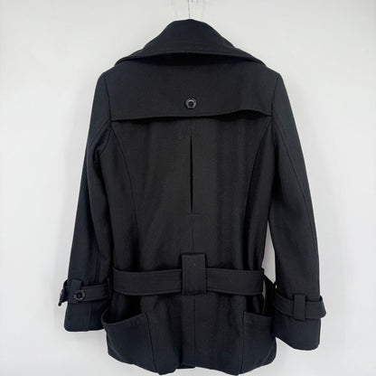 women American Rag Wool Blend Belted Black Coat M