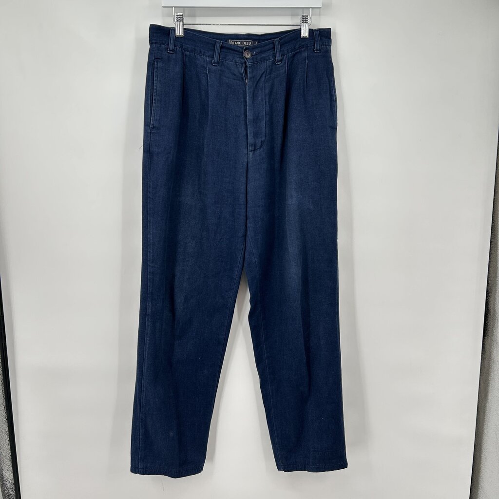 women Blanc Bleu Relaxed Tapered Fit Trousers Dark Blue Pants EU42/US31