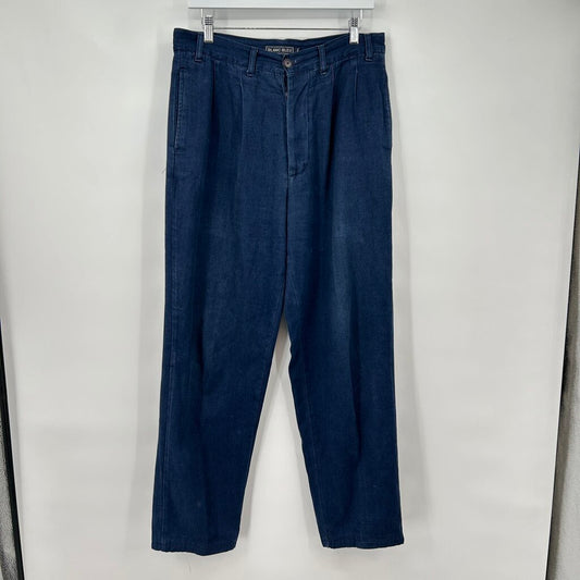 women Blanc Bleu Relaxed Tapered Fit Trousers Dark Blue Pants EU42/US31