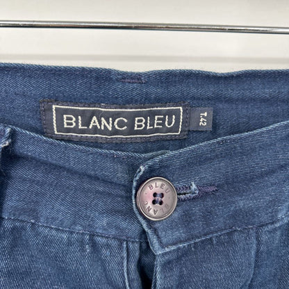 women Blanc Bleu Relaxed Tapered Fit Trousers Dark Blue Pants EU42/US31
