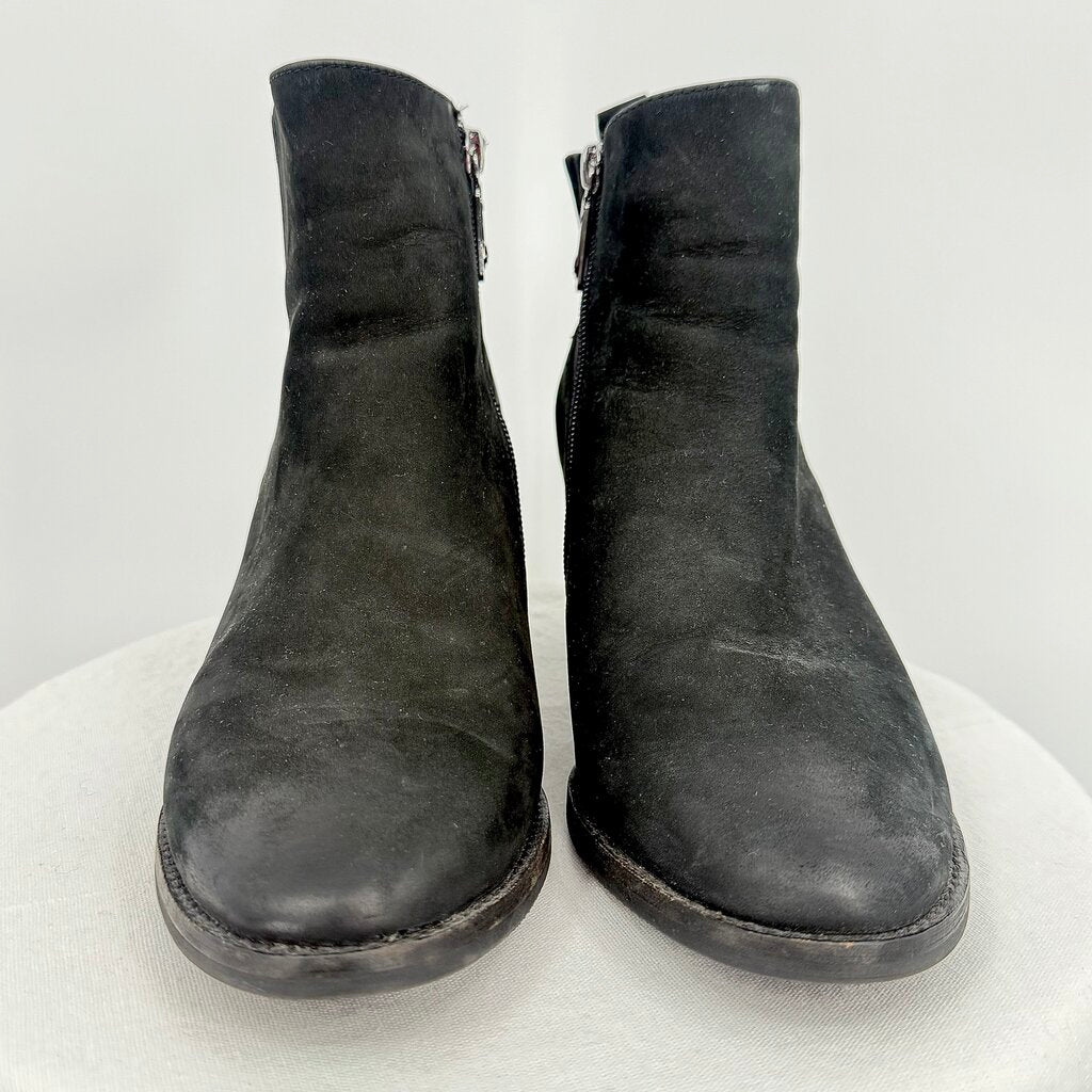 women Blondo Waterproof Leather Heeled Boots Black Shoes 9