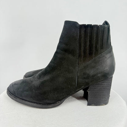 women Blondo Waterproof Leather Heeled Boots Black Shoes 9