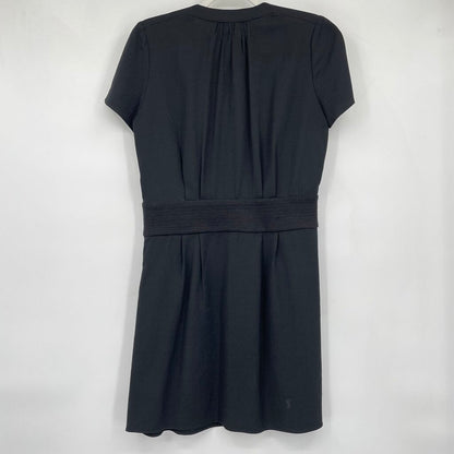 women Vanessa Bruno Athe Viscose/Wool Short Sleeve V-Neck Black Dress FR36/US4
