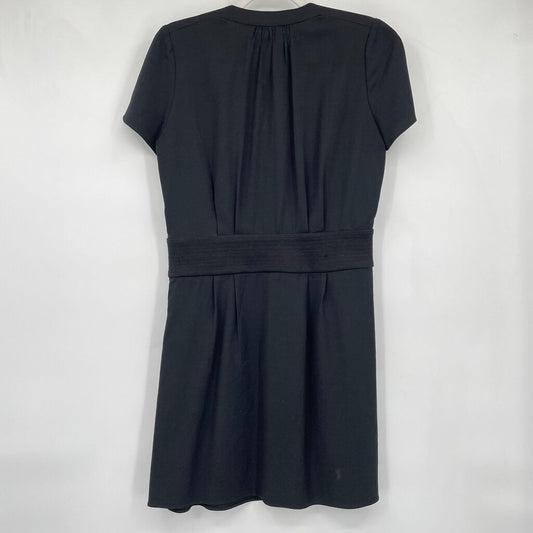 women Vanessa Bruno Athe Viscose/Wool Short Sleeve V-Neck Black Dress FR36/US4