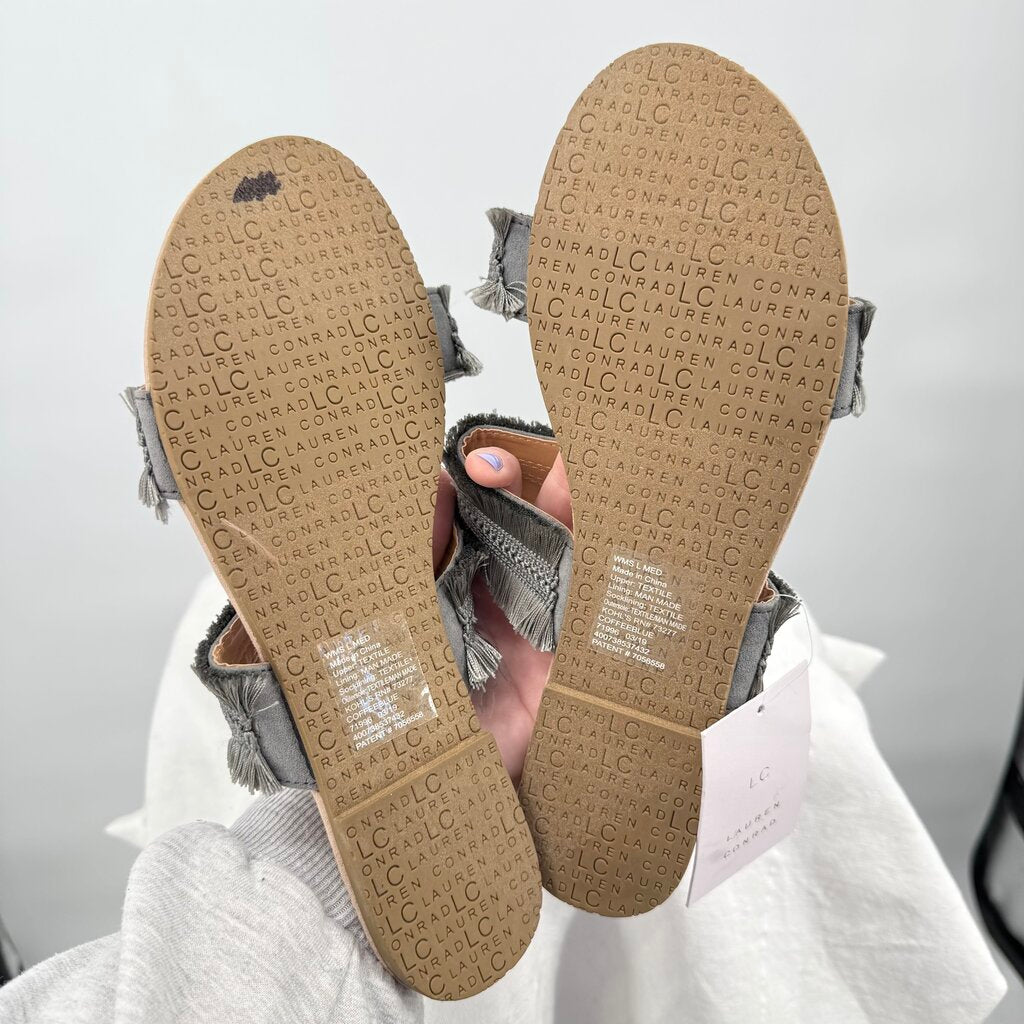 women Lauren Conrad NWT Fringe Sandals Gray Shoes 10/11