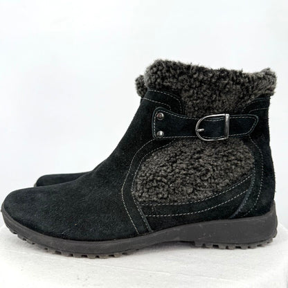 women Sporto Trina Waterproof Suede Sherpa Boots Black Shoes 9