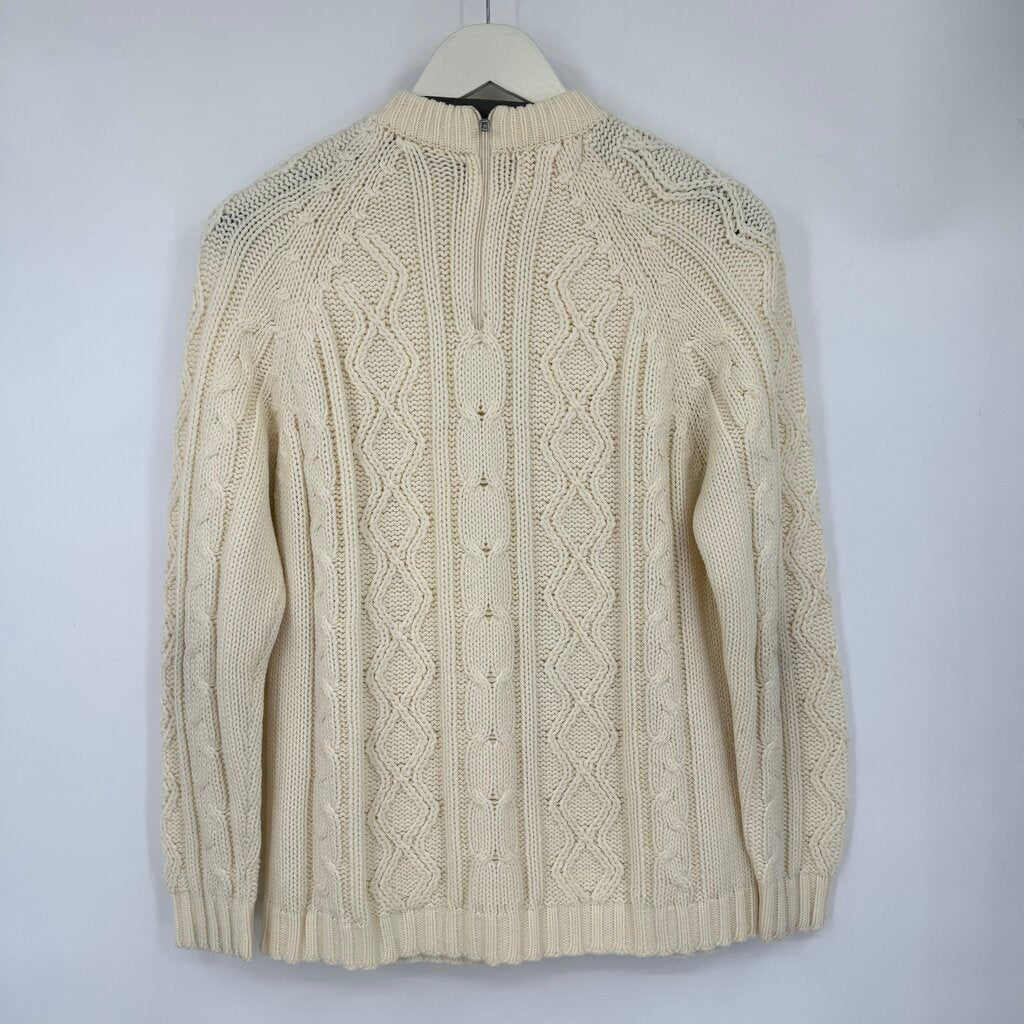 women Fashioned Import Vintage Cable Knit Crew Cream Sweater L