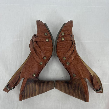 women Frye Reese Multi Sling Leather Heel Chestnut Brown Shoes 7