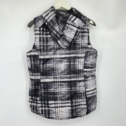 women Gerry Reversible Down Hooded Puffer Vest Gray Jacket L