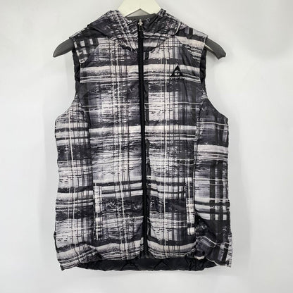 women Gerry Reversible Down Hooded Puffer Vest Gray Jacket L