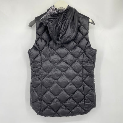 women Gerry Reversible Down Hooded Puffer Vest Gray Jacket L