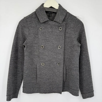 women Eileen Fisher Knit Double Breasted Merino Gray Jacket SP